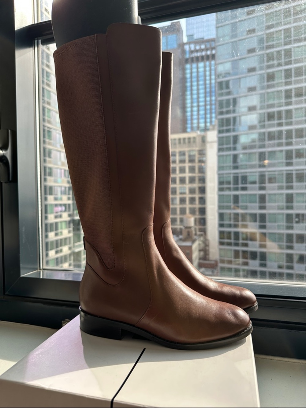 Classic Tall Brown Leather Riding Boots